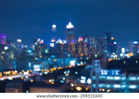 Cityscape night view, abstract blur bokeh background