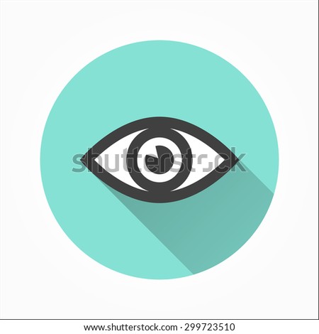 Eye   - icon with long shadow, flat design. Vector illustration.