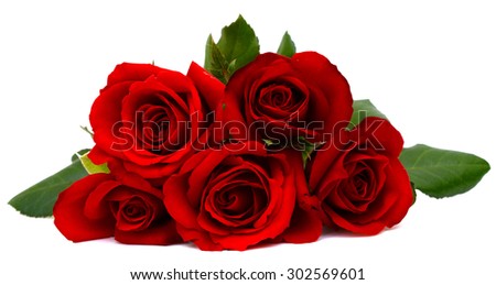 Bouquet of rose flowers isolated on white background
