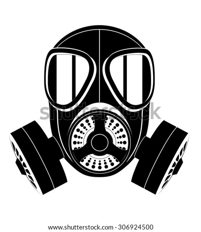 icon gas mask black and white vector illustration isolated on white background