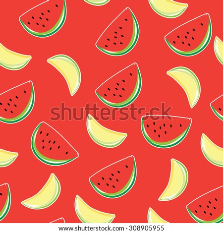 pattern with melon and watermelon