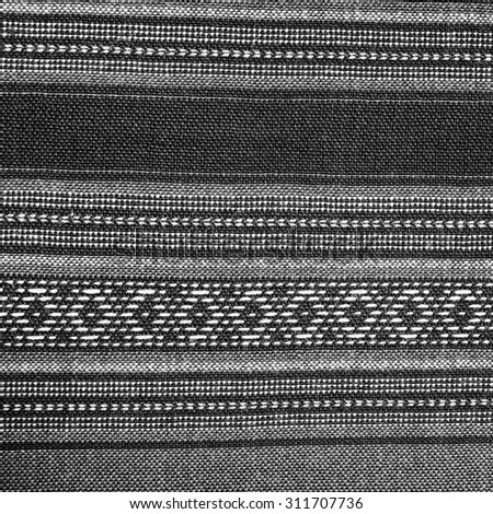Texture of handmade Thai silk and cotton,black and white
