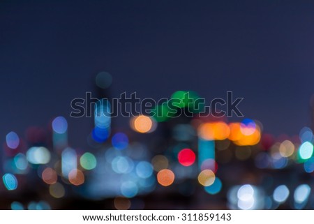 Bokeh of city light. Defocused blur background.