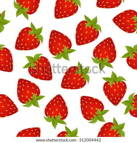 Seamless pattern of strawberries isolated on white background. vector illustration