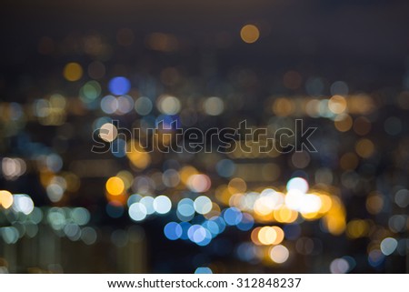 Abstract blur bokeh background of city night light