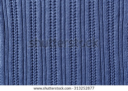 Knit wool fabric in blue texture and background