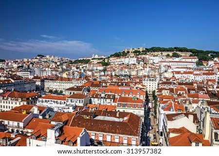 Lisbon old town, fortress of Saint George view, Portugal