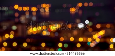 abstract circular bokeh city lights colorful background, panorama 