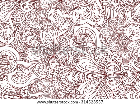 Coloring book page design with seamless pattern. Isolated vector illustration in zentangle style. Coloring book page design. Doodle style, spring floral background