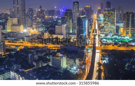 Cityscape Night In Bangkok City Thailand
