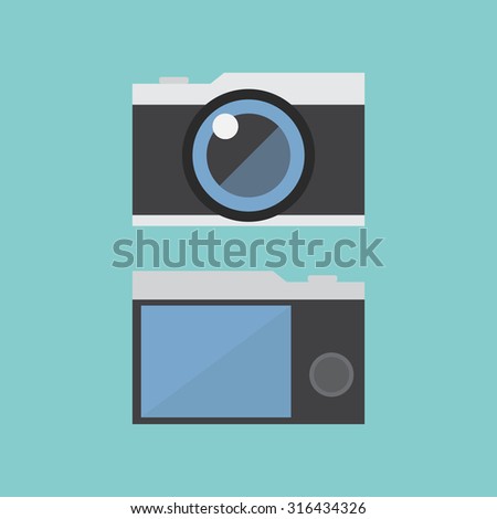 vintage camera front and back vector