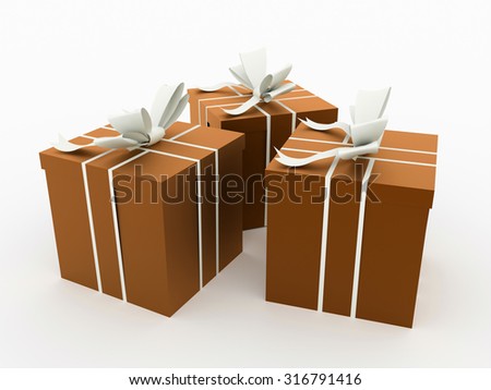 Orange christmas present with ribbon rendered