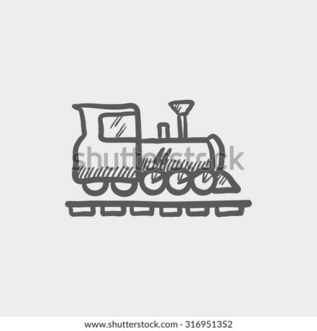 Train sketch icon for web, mobile and infographics. Hand drawn vector dark grey icon isolated on light grey background.