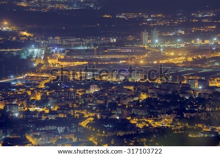 night view of the populous European metropolis with many city lights