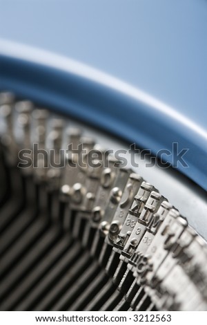 Selective focus close up of typewriter typebars.