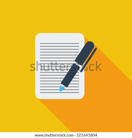 Document icon. Flat related icon with long shadow for web and mobile applications. It can be used as - logo, pictogram, icon, infographic element. Illustration.