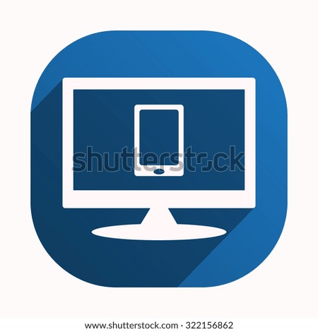 Smartphone, phone, mobile phone. icon. vector design, blue button for Mobile Applications
