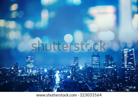 light city night time and blur bokeh background