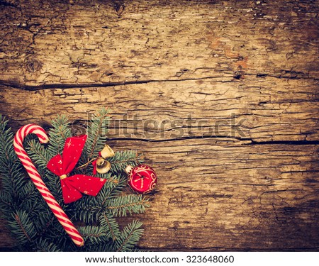 Christmas background with fir and ornaments