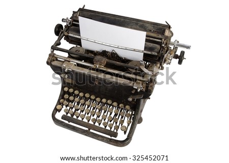 vintage retro typewriter isolated on white background