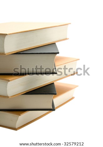Stacked books isolated on white background
