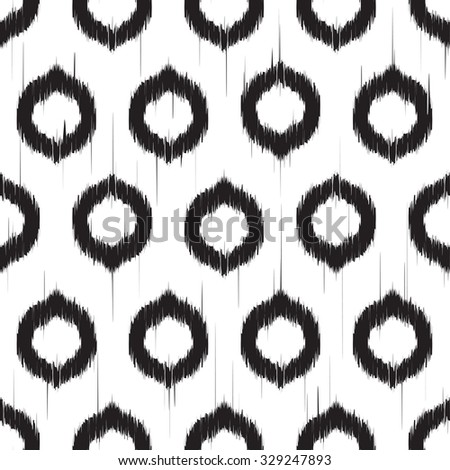 Seamless pattern design with ikat style repeating ornaments