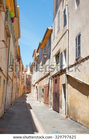 beautiful old town street of Aix en Provence at summer day, France