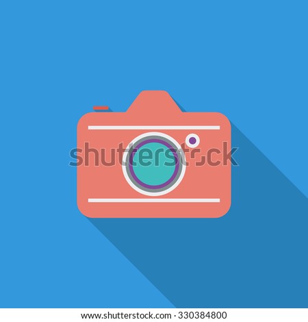 Camera icon. Flat related icon with long shadow for web and mobile applications. It can be used as - logo, pictogram, icon, infographic element. Illustration.