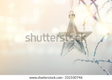 Christmas decorations on bokeh background