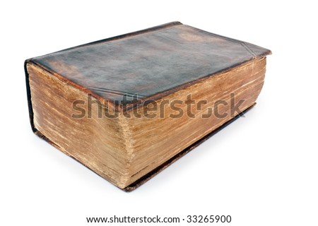 religion object, very old Bible isolated on white