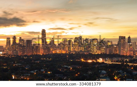 Manila City at sunset. (Philippine capital)