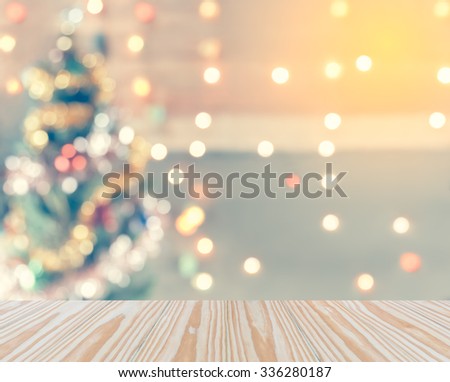 Bokeh or blurred Christmas background with copy space for wallpaper or product display. Concept to present season greeting or winter holiday and celebration with family and friend.
