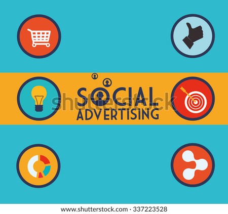 Social advertising concept with digital marketing design, vector illustration 10 eps graphic