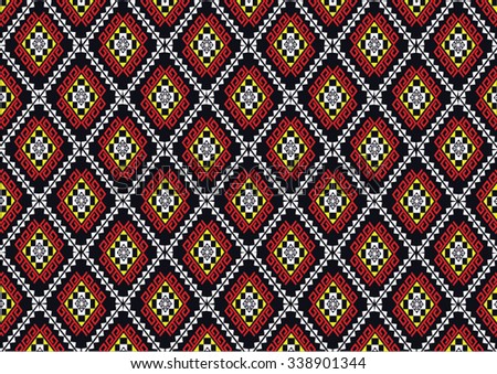 Geometric ethnic pattern embroidery design for background or wallpaper and clothing. 