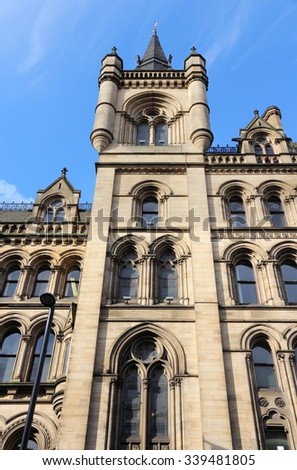 Manchester City Hall - old landmark in North West England (UK).