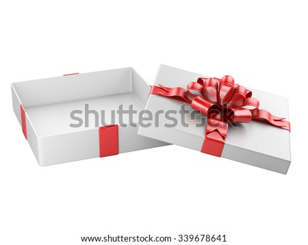 Opened gift box blank isolated on a white background