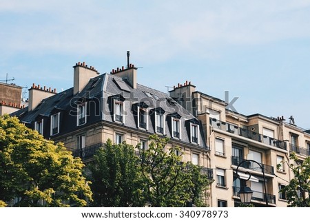 Buildings on the streets of Les Sablons area, Paris, FRANCE. 24 April 2015.