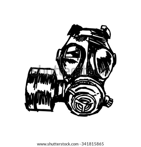 illustration vector doodle hand drawn of sketch Gas mask