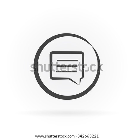 Simple icon of message in circle with shadow.