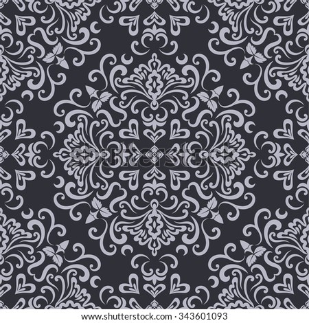 Vector seamless pattern. Luxury elegant texture of baroque style. Pattern can be used as a background, wallpaper, wrapper, page fill, element of ornate decoration