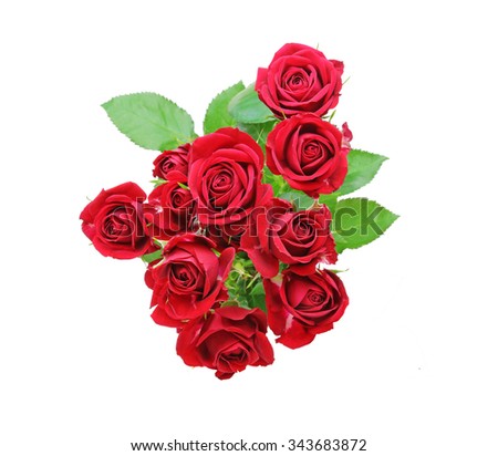 Bouquet of roses with leaves