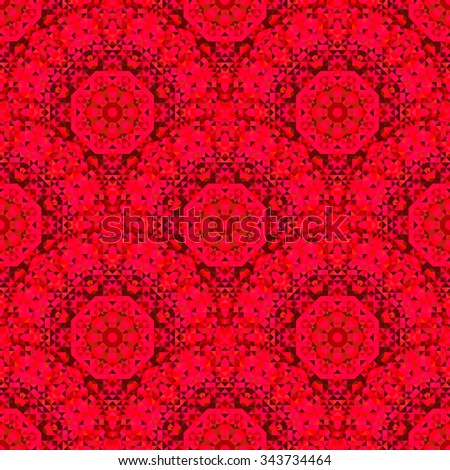 Abstract Seamless Red Geometric Pattern. Vintage Wallpaper Background. Mosaic Texture for Textile Print