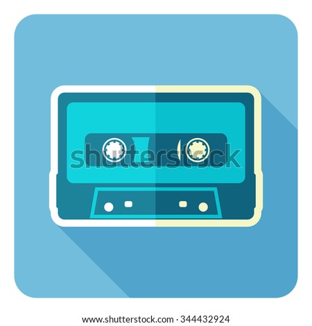 Cassette icon. Flat design. Vector illustration.