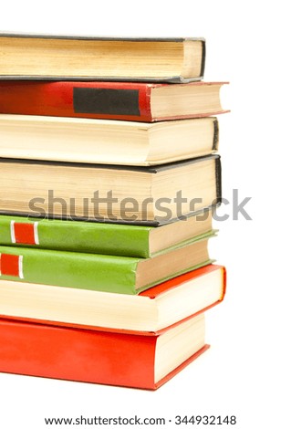 A stack of books on a white background