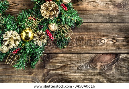 Christmas border from christmas wreath useful as christmas decoration.