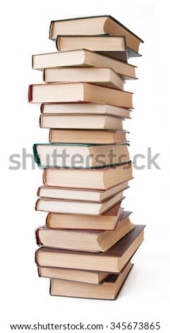 Book pile isolated on white background