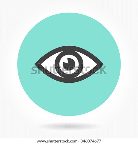Eye  icon  on green background. Vector illustration.