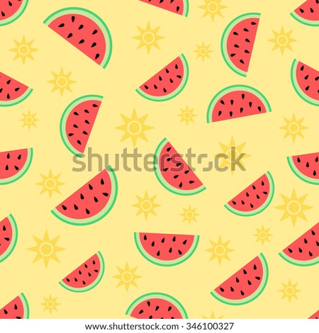 Summer & watermelon, Seamless seasonal pattern with abstract watermelon slices
