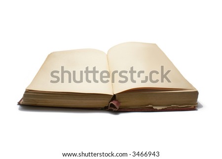 Ancient book with no text isolated on white