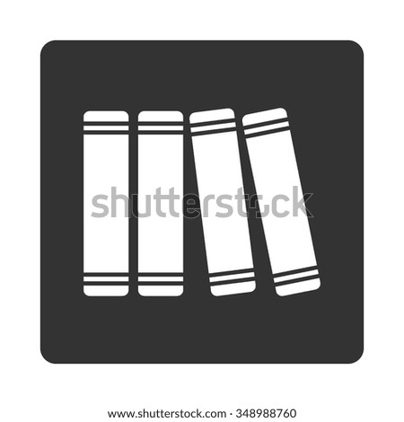 Library vector icon. Style is flat rounded square button, white and gray colors, white background.